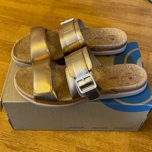 CLOUDSTEPPERS by Clarks Slide Sandals Step June Sun Rose Gold 9.5